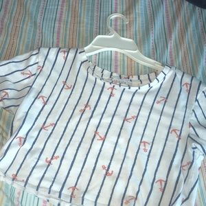 Pink and blue sailor crop top